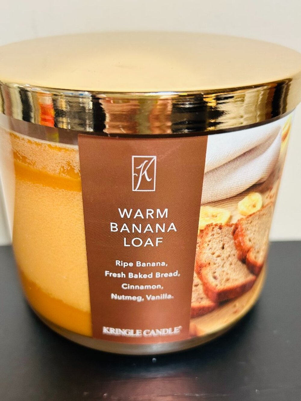 Kringle Candle Warm Banana Loaf 3-Wick 14oz Candle NEW